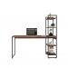 Conjunto de Mesa com Estante Studio Nogal 146 cm com Cadeira de Escritório Presidente Giratória com Relax Finland Preta