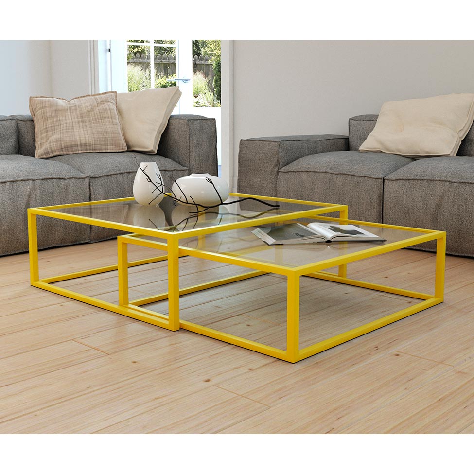 Conjunto de Mesa de Centro Duo Catarina Amarela