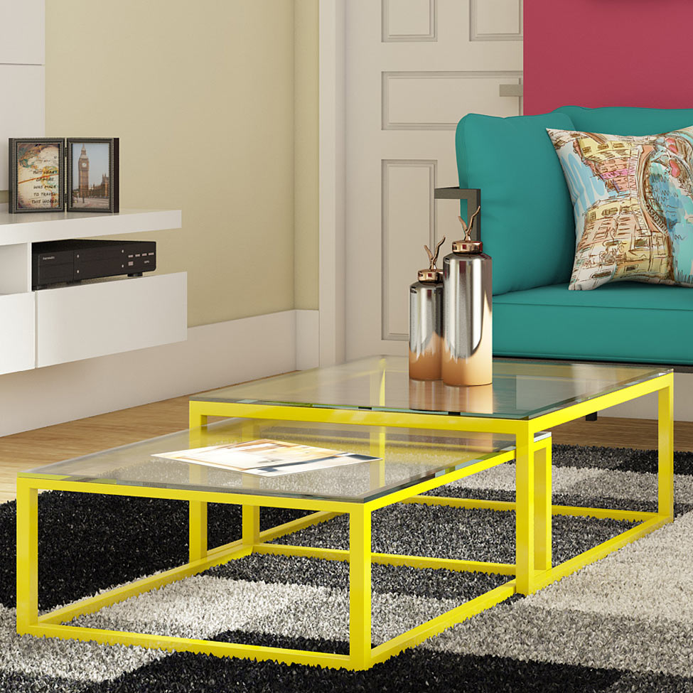 Conjunto de Mesa de Centro Duo Catarina Amarela