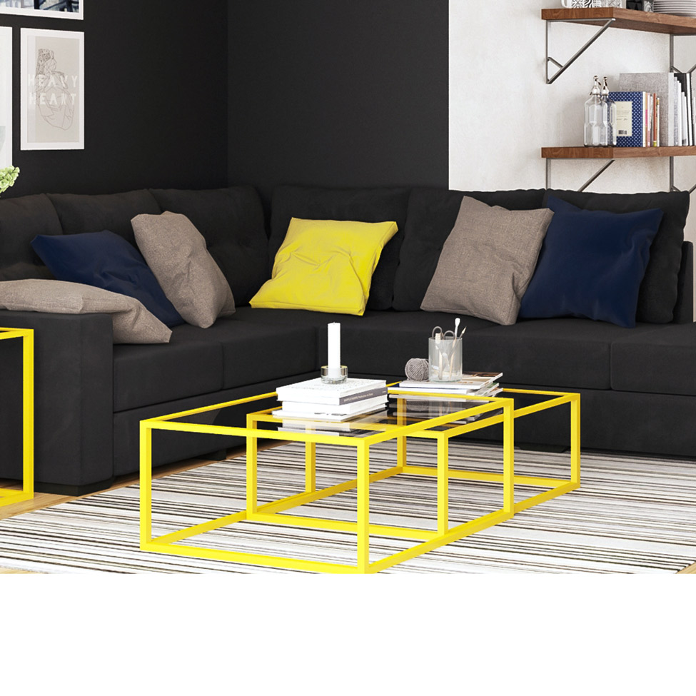 Conjunto de Mesa de Centro Duo Catarina Amarela