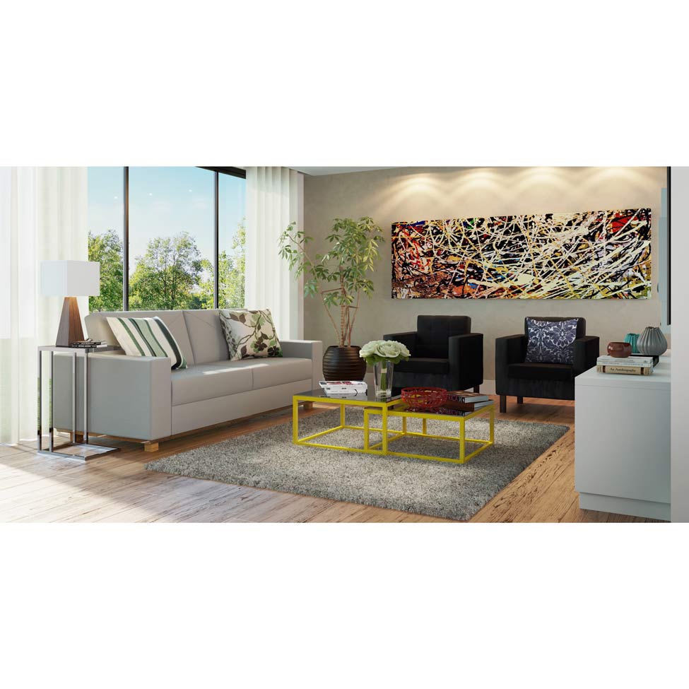 Conjunto de Mesa de Centro Duo Catarina Amarela