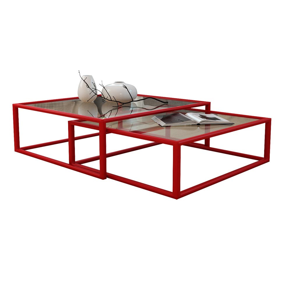 Conjunto de Mesa de Centro Duo Catarina Vermelha