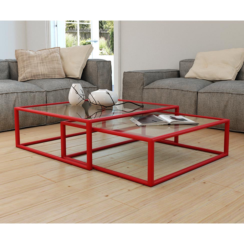 Conjunto de Mesa de Centro Duo Catarina Vermelha