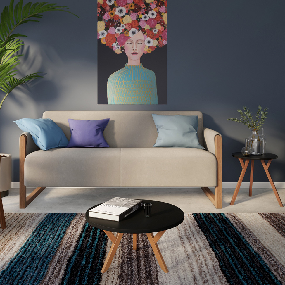 Conjunto de Mesa de Centro com Mesa Lateral Ipiranga Mel e Preto