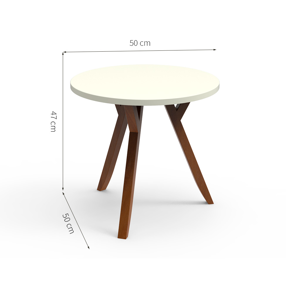 Conjunto de Mesa de Centro com Mesa Lateral Ipiranga Off White e Mel