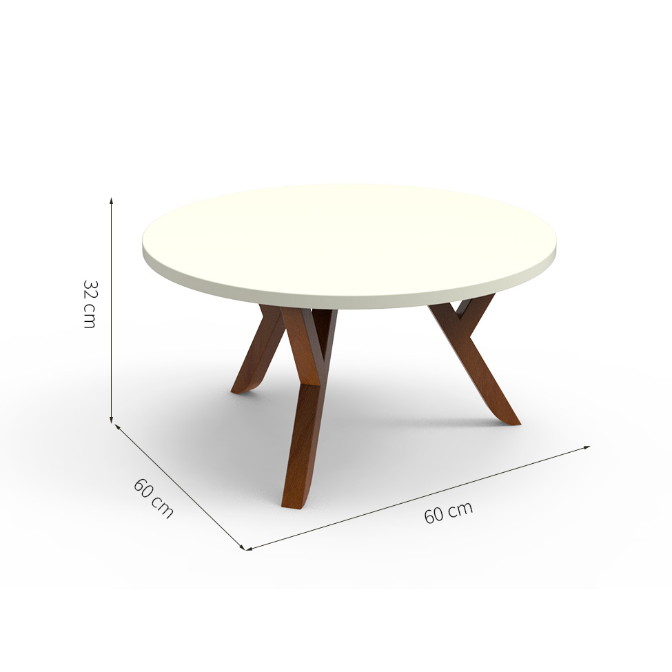 Conjunto de Mesa de Centro com Mesa Lateral Ipiranga Off White e Mel
