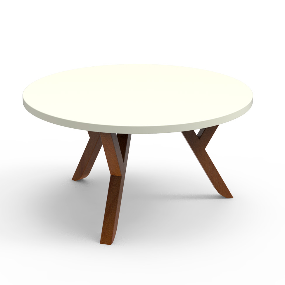 Conjunto de Mesa de Centro com Mesa Lateral Ipiranga Off White e Mel