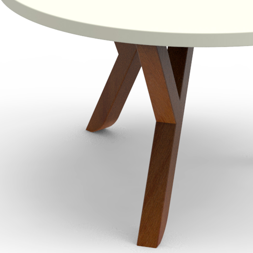 Conjunto de Mesa de Centro com Mesa Lateral Ipiranga Off White e Mel