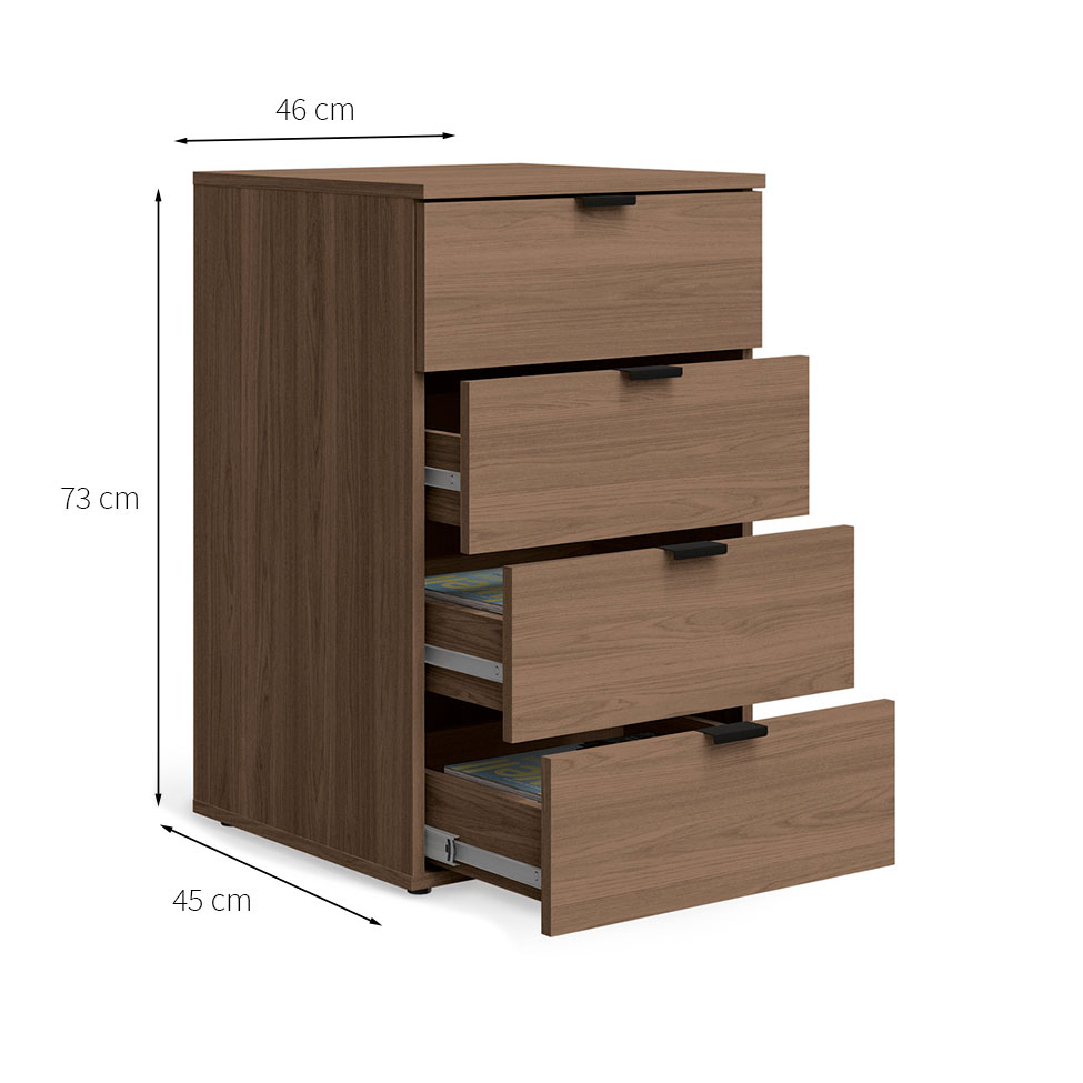 Conjunto de Mesa de Escritório  150 cm e Gaveteiro Munique 4 GV Carvalho