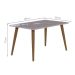 Conjunto de Mesa de Jantar Adele com Tampo de Vidro Off White e 4 Cadeiras Estofadas Clarice Suede Joli e Madeira