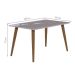 Conjunto de Mesa de Jantar Adele com Tampo de Vidro Off White e 4 Cadeiras Estofadas Clarice Suede Nude e Madeira