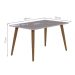 Conjunto de Mesa de Jantar Adele com Tampo de Vidro Off White e 4 Cadeiras Estofadas Juliana Suede Nude e Madeira