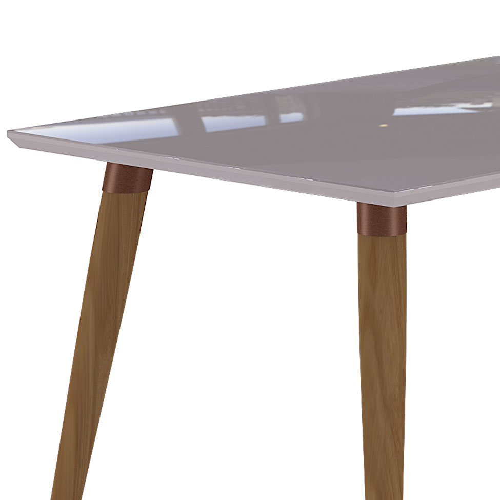 Conjunto de Mesa de Jantar Adele com Tampo de Vidro Off White e 4 Cadeiras Estofadas Paola Suede Joli e Madeira