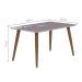 Conjunto de Mesa de Jantar Adele com Tampo de Vidro Off White e 4 Cadeiras Estofadas Paola Suede Nude e Madeira
