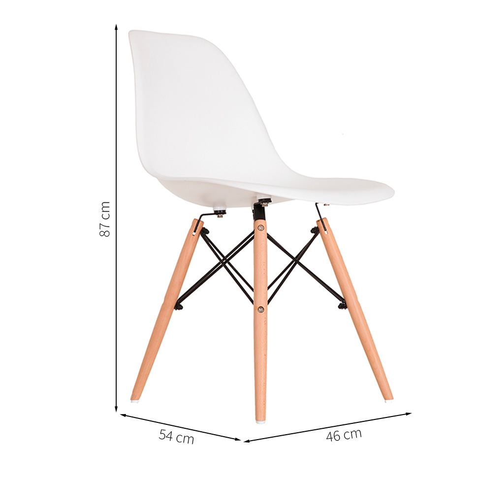 Conjunto de Mesa de Jantar Adele com Tampo de Vidro Off White e 4 Cadeiras Pé Palito Charles Eames Branco