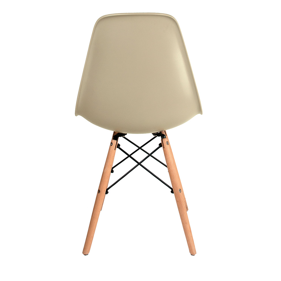Conjunto de Mesa de Jantar Adele com Tampo de Vidro Off White e 4 Cadeiras Pé Palito Charles Eames Fendi