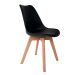Conjunto de Mesa de Jantar Adele com Tampo de Vidro Off White e 4 Cadeiras Pé Palito Saarinen Wood Preto