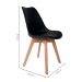 Conjunto de Mesa de Jantar Adele com Tampo de Vidro Off White e 4 Cadeiras Pé Palito Saarinen Wood Preto