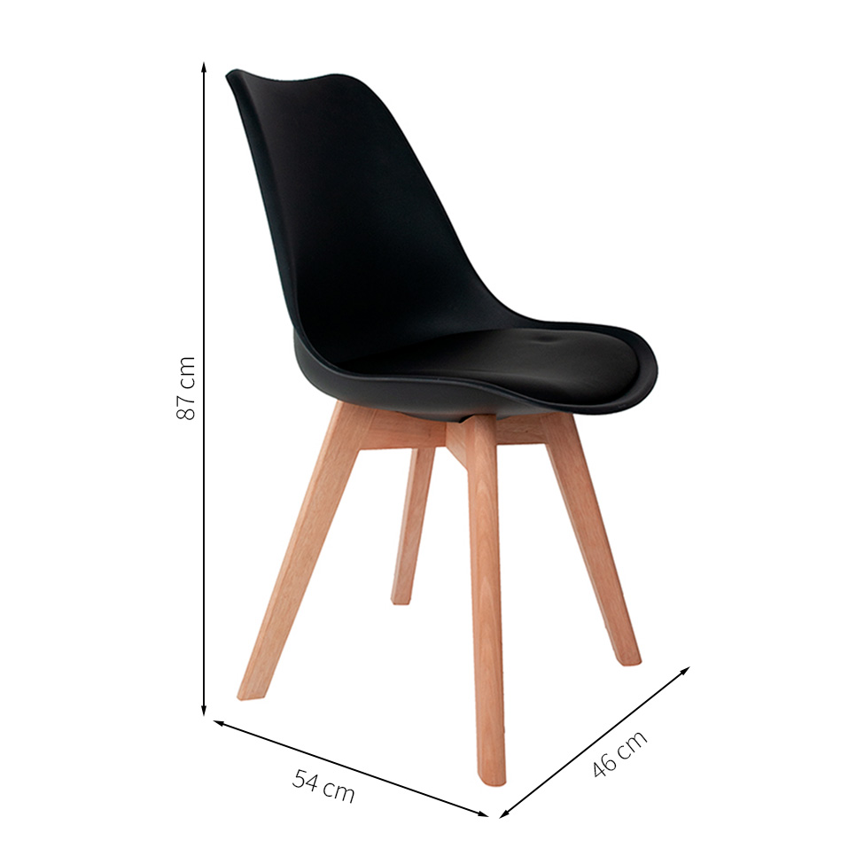 Conjunto de Mesa de Jantar Adele com Tampo de Vidro Off White e 4 Cadeiras Pé Palito Saarinen Wood Preto