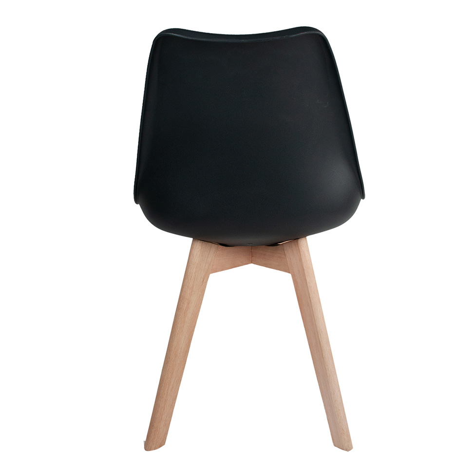 Conjunto de Mesa de Jantar Adele com Tampo de Vidro Off White e 4 Cadeiras Pé Palito Saarinen Wood Preto
