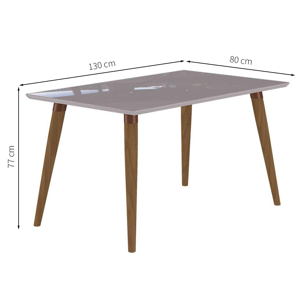 Conjunto de Mesa de Jantar Adele com Tampo de Vidro Off White e 4 Cadeiras Pé Palito Tóquio Branco