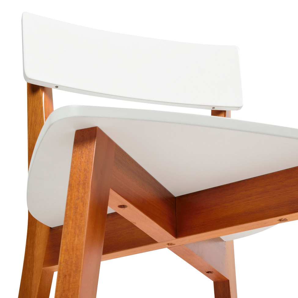 Conjunto de Mesa de Jantar Adele com Tampo de Vidro Off White e 4 Cadeiras Pé Palito Tóquio Branco