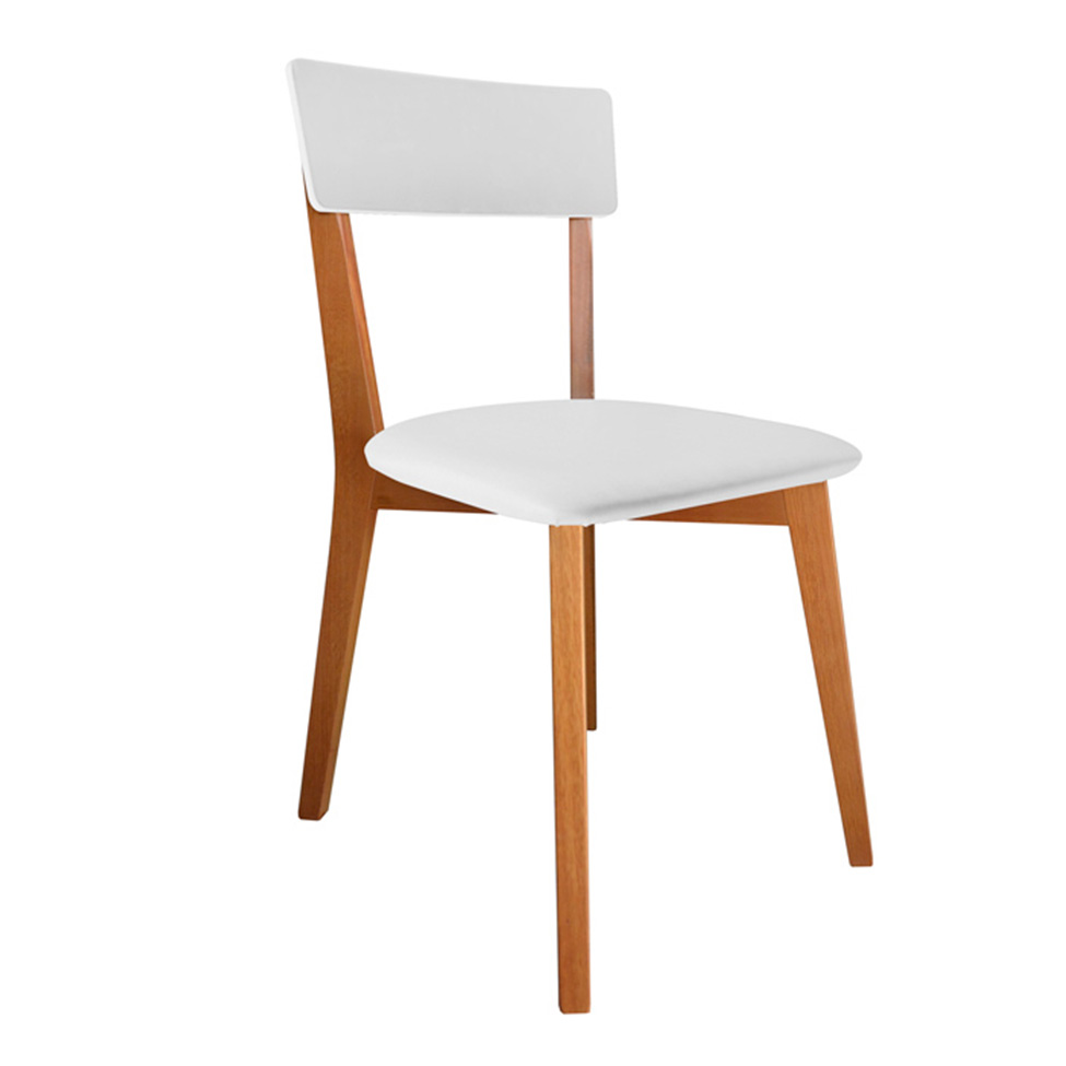Conjunto de Mesa de Jantar Adele com Tampo de Vidro Off White e 4 Cadeiras Pé Palito Tóquio Mel e Branco
