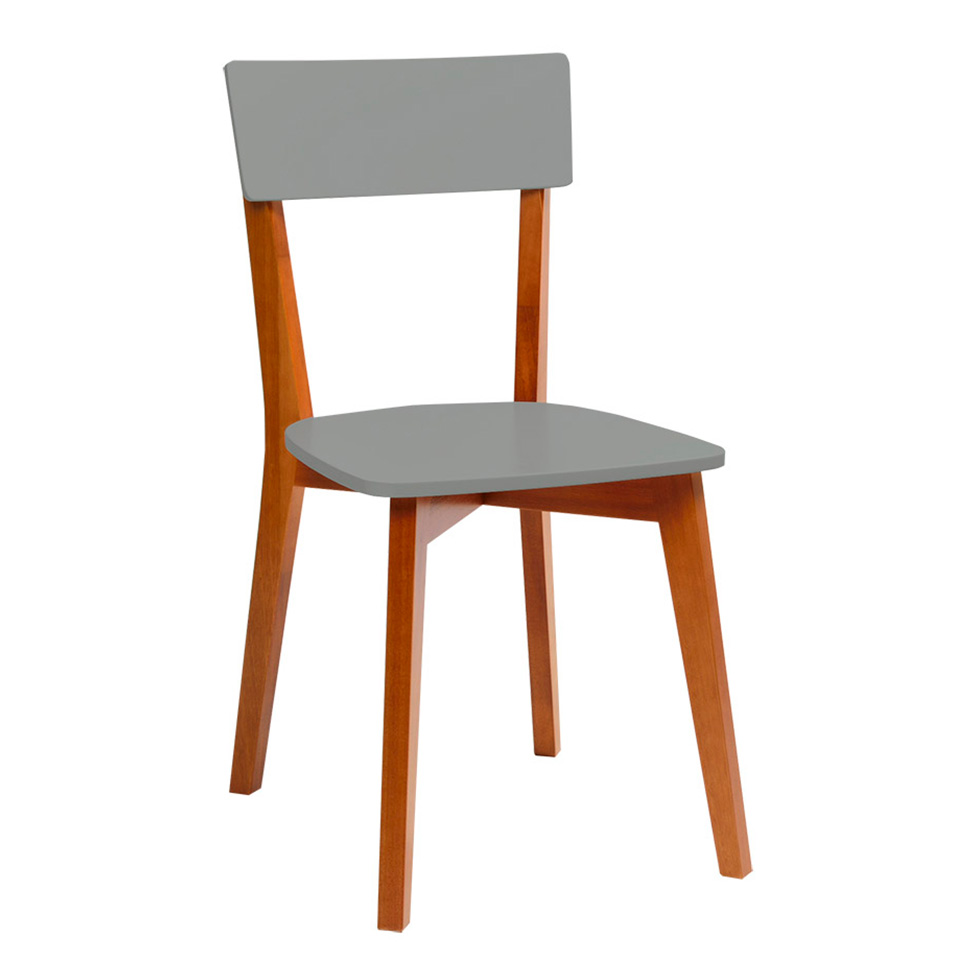 Conjunto de Mesa de Jantar Adele com Tampo de Vidro Off White e 4 Cadeiras Pé Palito Tóquio Mel e Cinza