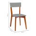 Conjunto de Mesa de Jantar Adele com Tampo de Vidro Off White e 4 Cadeiras Pé Palito Tóquio Mel e Cinza