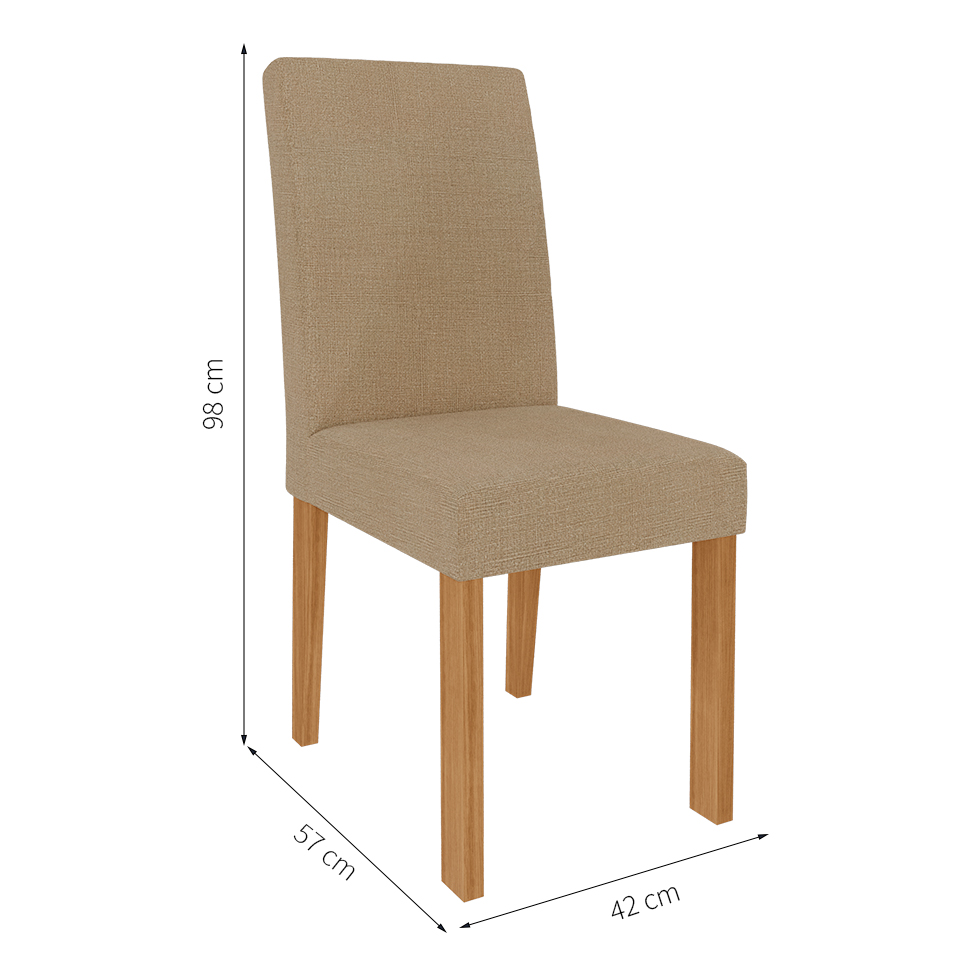 Conjunto de Mesa de Jantar Redonda com Tampo Flora II Off White e 4 Cadeiras Maia Linho Gengibre