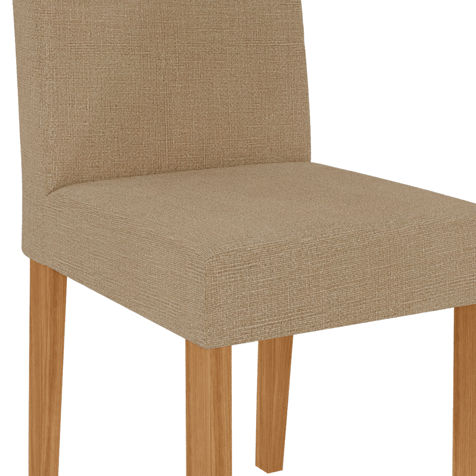 Conjunto de Mesa de Jantar Redonda com Tampo Flora II Off White e 4 Cadeiras Maia Linho Gengibre