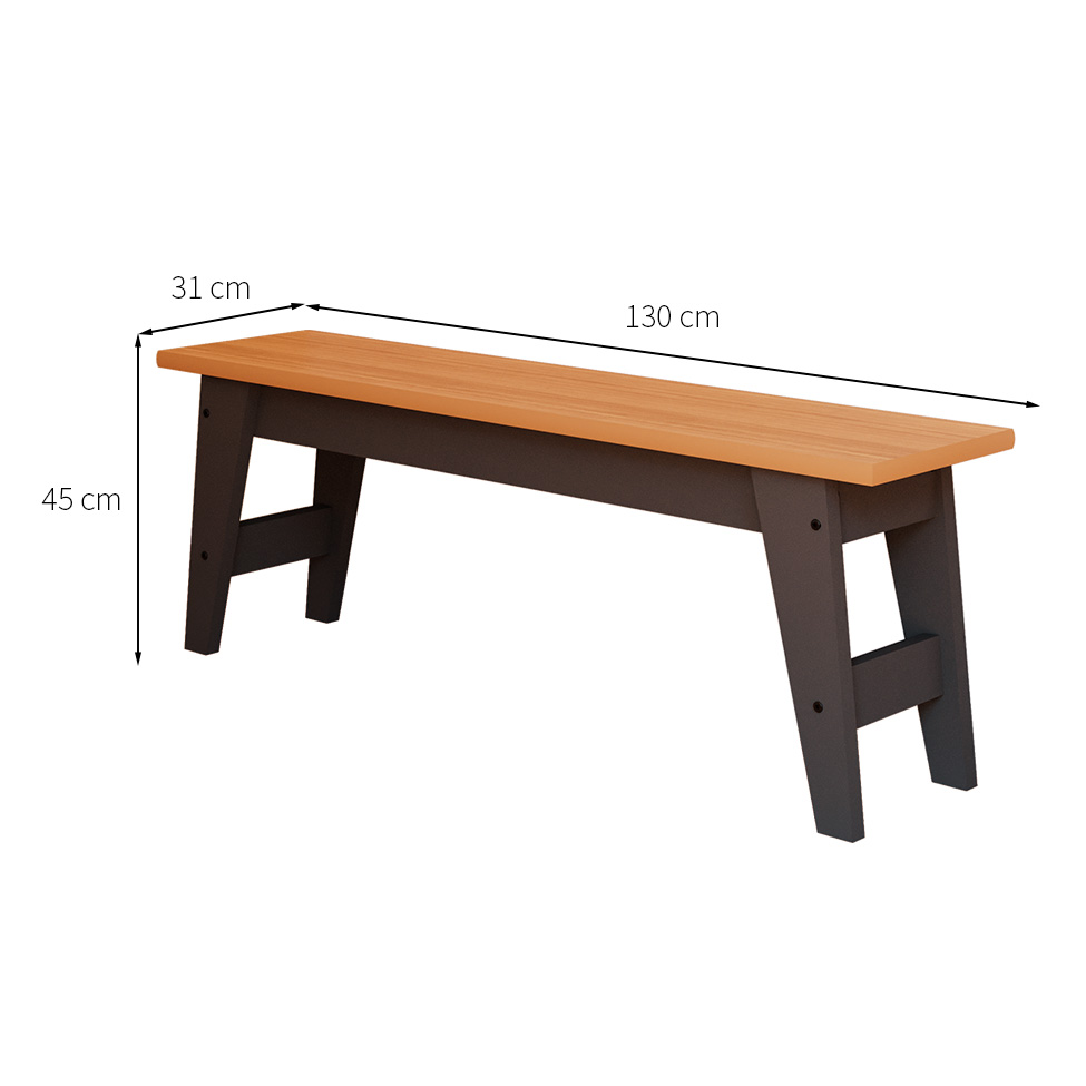 Conjunto de Mesa de Jantar Retangular com 2 Bancos Aurora Nature e Chumbo