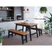 Conjunto de Mesa de Jantar Retangular com 2 Bancos Aurora Nature e Chumbo