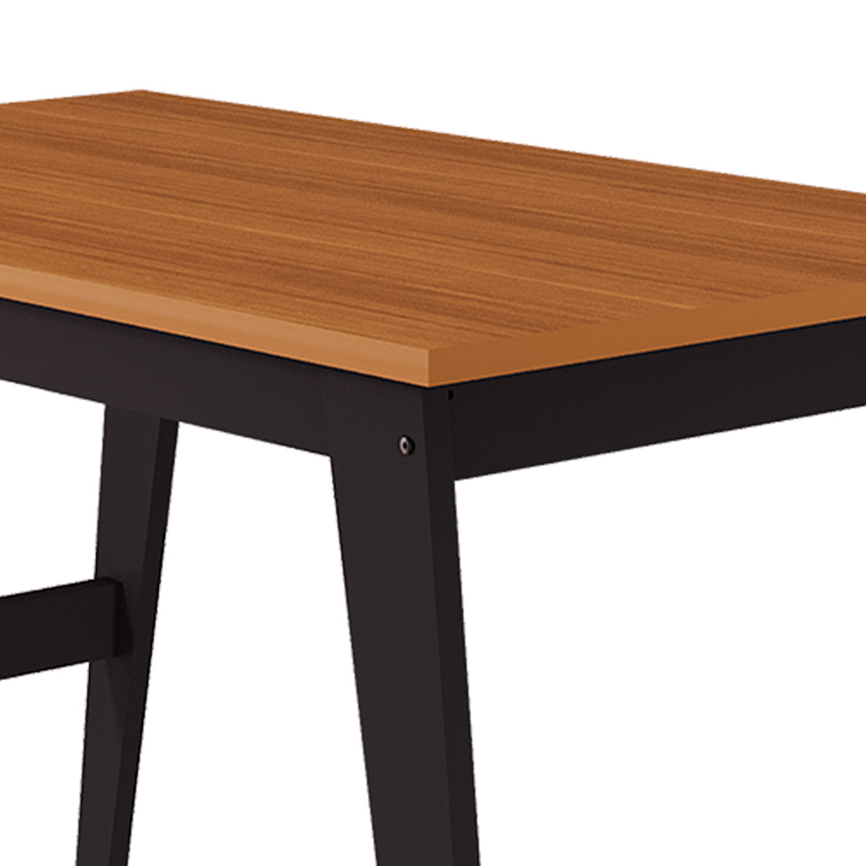 Conjunto de Mesa de Jantar Retangular com 2 Bancos Aurora Nature e Chumbo