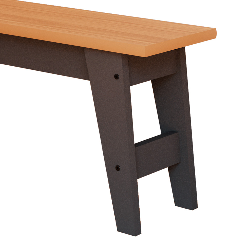 Conjunto de Mesa de Jantar Retangular com 2 Bancos Aurora Nature e Chumbo