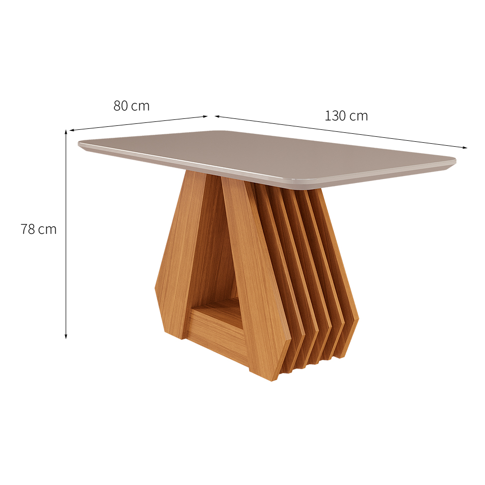 Conjunto de Mesa de Jantar Retangular com Tampo de Vidro Off White Agata e 4 Cadeiras Maia Linho Gengibre e Nature