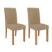 Conjunto de Mesa de Jantar Retangular com Tampo de Vidro Off White Agata e 4 Cadeiras Maia Linho Gengibre e Nature