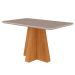 Conjunto de Mesa de Jantar Retangular com Tampo de Vidro Off White Maite e 4 Cadeiras Clarice Suede Joli e Nature