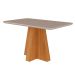 Conjunto de Mesa de Jantar Retangular com Tampo de Vidro Off White Maite e 4 Cadeiras Juliana Suede Joli e Nature