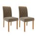 Conjunto de Mesa de Jantar Retangular com Tampo de Vidro Off White Maite e 4 Cadeiras Juliana Suede Joli e Nature