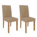 Conjunto de Mesa de Jantar Retangular com Tampo de Vidro Off White Maite e 4 Cadeiras Maia Linho Gengibre e Nature