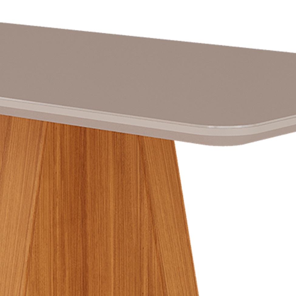 Conjunto de Mesa de Jantar Retangular com Tampo de Vidro Off White Maite e 4 Cadeiras Maia Linho Gengibre e Nature