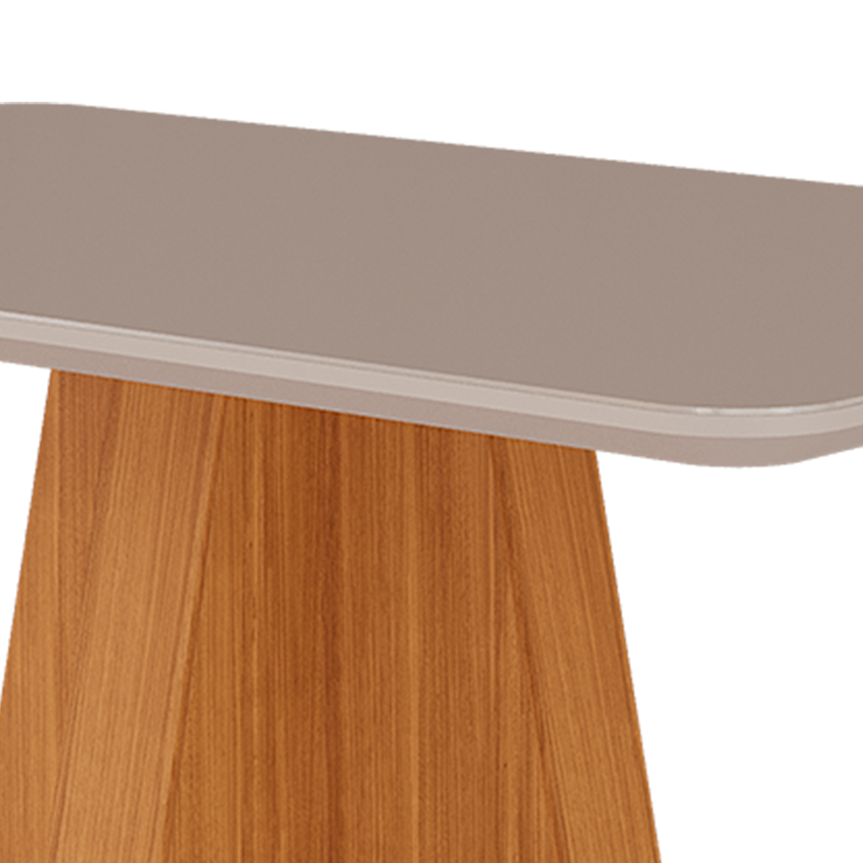Conjunto de Mesa de Jantar Retangular com Tampo de Vidro Off White Maite e 4 Cadeiras Maia Linho Mascavo e Nature