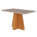 Conjunto de Mesa de Jantar Retangular com Tampo de Vidro Off White Maite e 4 Cadeiras Maia Linho Mascavo e Nature