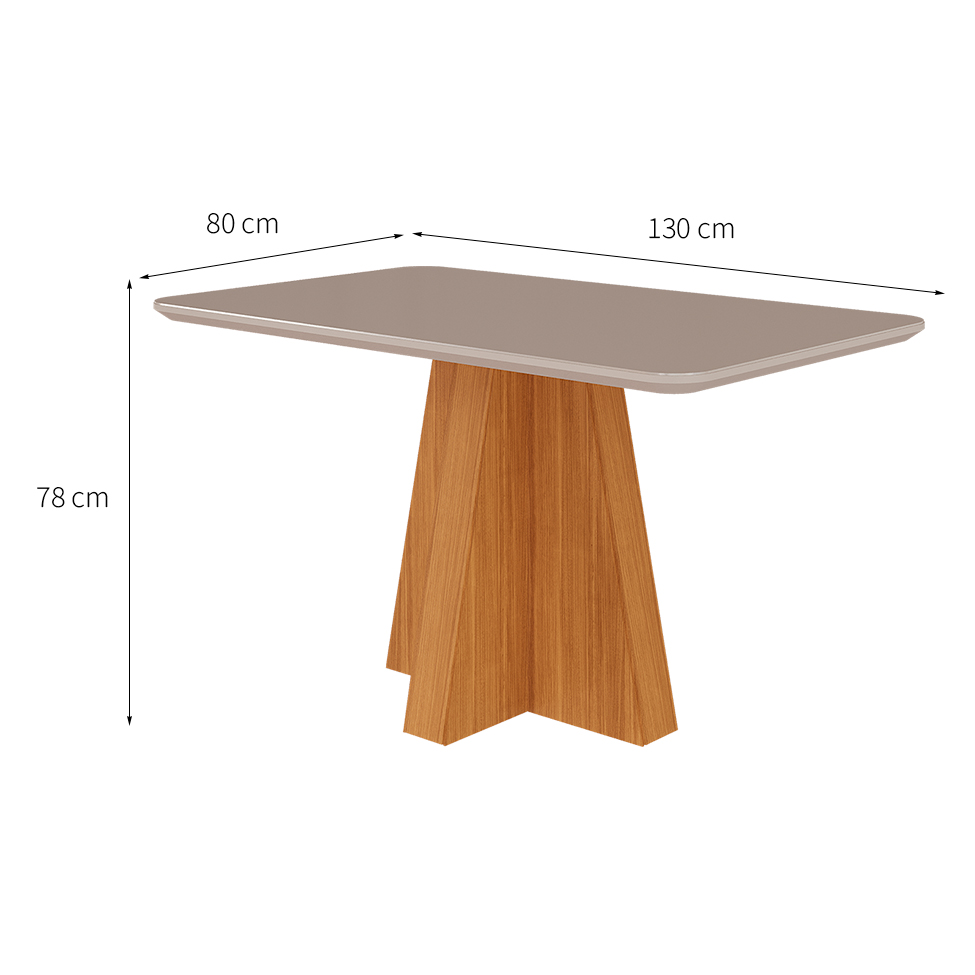 Conjunto de Mesa de Jantar Retangular com Tampo de Vidro Off White Maite e 4 Cadeiras Maia Linho Mascavo e Nature