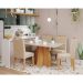 Conjunto de Mesa de Jantar Retangular com Tampo de Vidro Off White Maite e 4 Cadeiras Paola Suede Nude e Nature