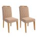 Conjunto de Mesa de Jantar Retangular com Tampo de Vidro Off White Maite e 4 Cadeiras Paola Suede Nude e Nature