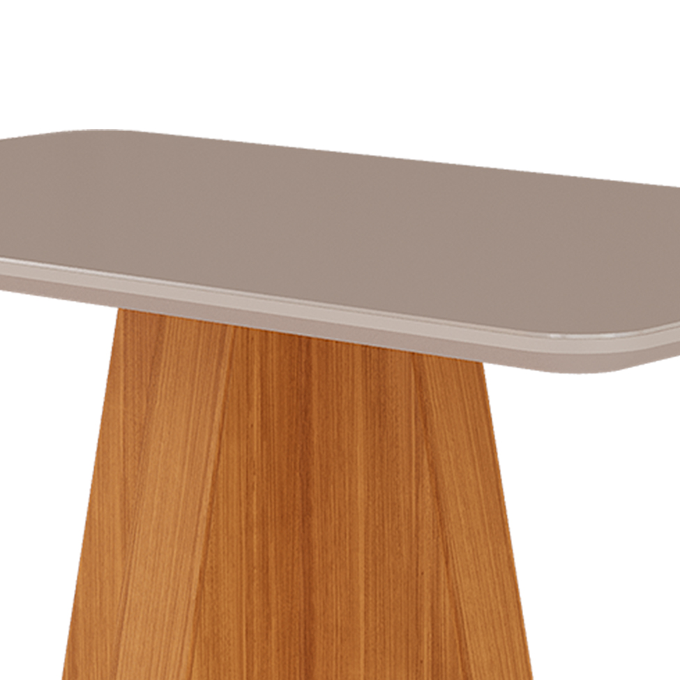 Conjunto de Mesa de Jantar Retangular com Tampo de Vidro Off White Maite e 4 Cadeiras Paola Suede Nude e Nature