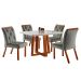 Conjunto de Mesa de Jantar Retangular com Tampo de Vidro e 4 Cadeiras Jasmin Linho Cinza