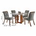 Conjunto de Mesa de Jantar Retangular com Tampo de Vidro e 4 Cadeiras Jasmin Linho Cinza